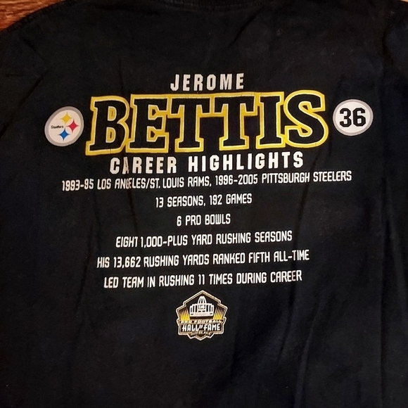 Pittsburgh Steelers Jerome Betts Hall Of Fame tshirt xl - Picture 2 of 8